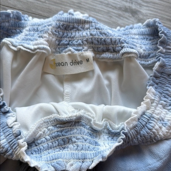 Ocean Drive High Waist Blue and White Shorts - Picture 2 of 3